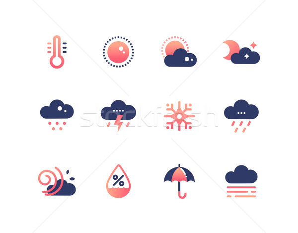 Hava durumu semboller ayarlamak dizayn stil simgeler Stok fotoğraf © Decorwithme