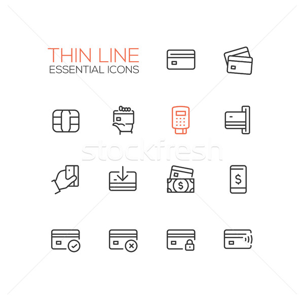 Finance - modern vector single thin line icons set Stock photo © Decorwithme