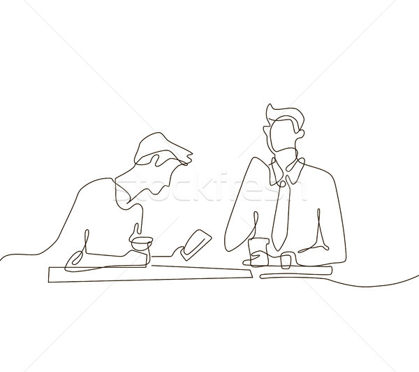 Kávészünet egy vonal terv stílus illusztráció Stock fotó © Decorwithme