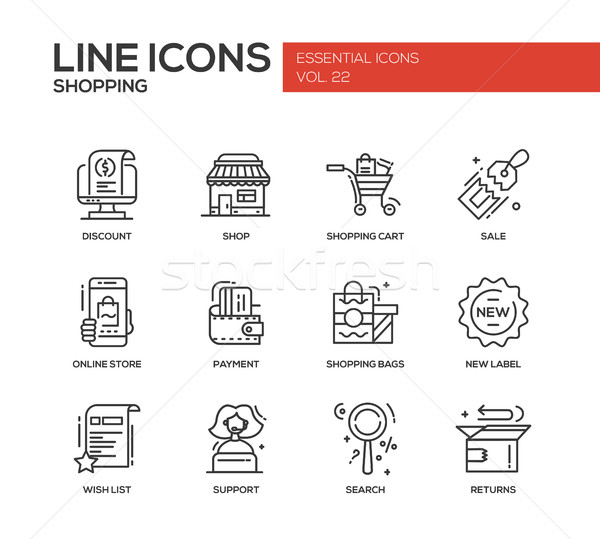 Shopping - line design icons set Stock photo © Decorwithme