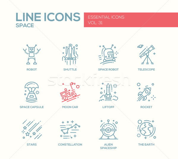 The Space - line design icons set Stock photo © Decorwithme