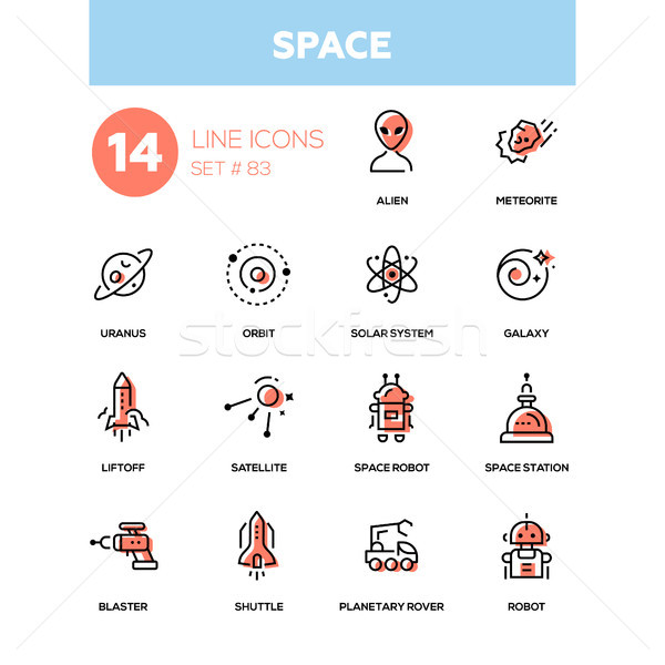 Space concept - line design icons set Stock photo © Decorwithme