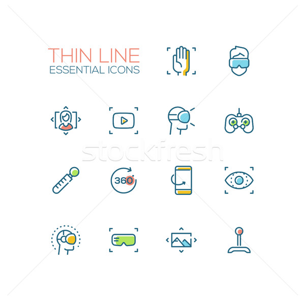 Virtual Reality - Thin Single Line Icons Set Stock photo © Decorwithme
