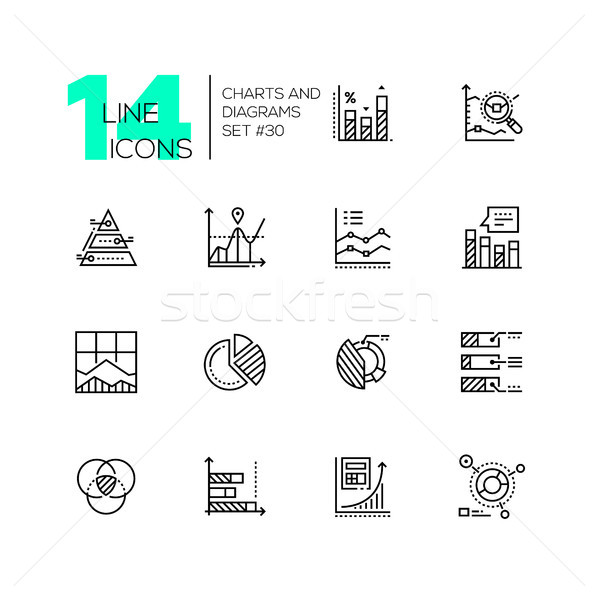 Charts and diagrams - set of line design style icons Stock photo © Decorwithme