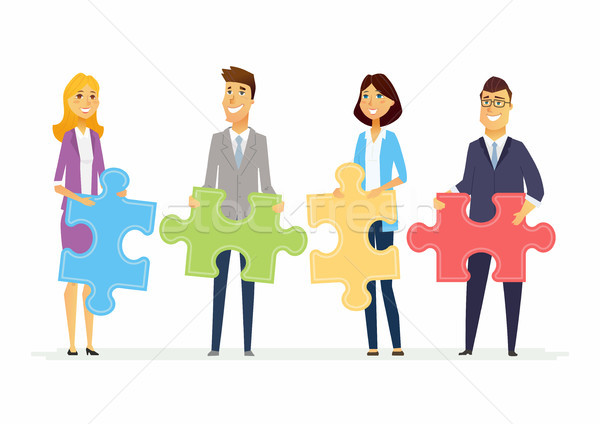 Teamwork in a company - modern cartoon people characters illustration Stock photo © Decorwithme