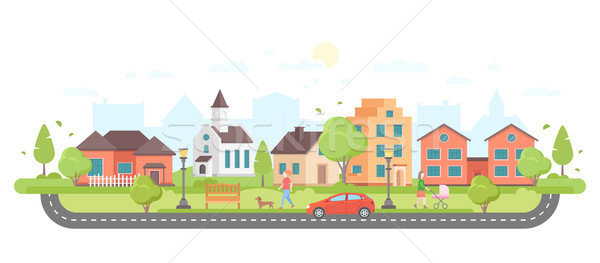 Residential area - modern flat design style vector illustration Stock photo © Decorwithme