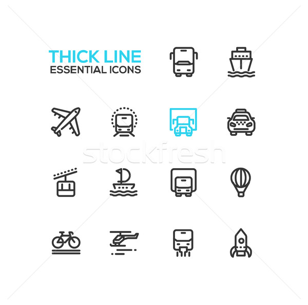 Transport - modern vector single thick line icons set Stock photo © Decorwithme