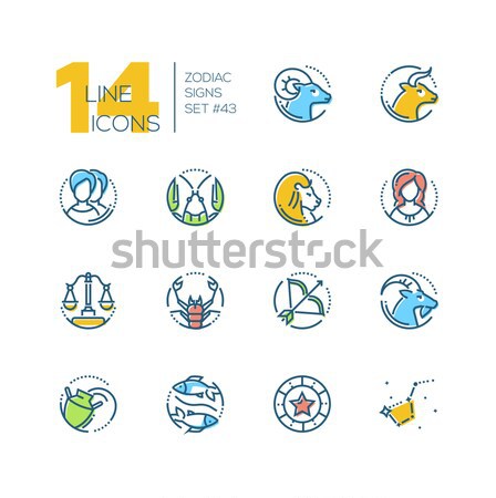 Zodiac signs - set of line design style icons Stock photo © Decorwithme