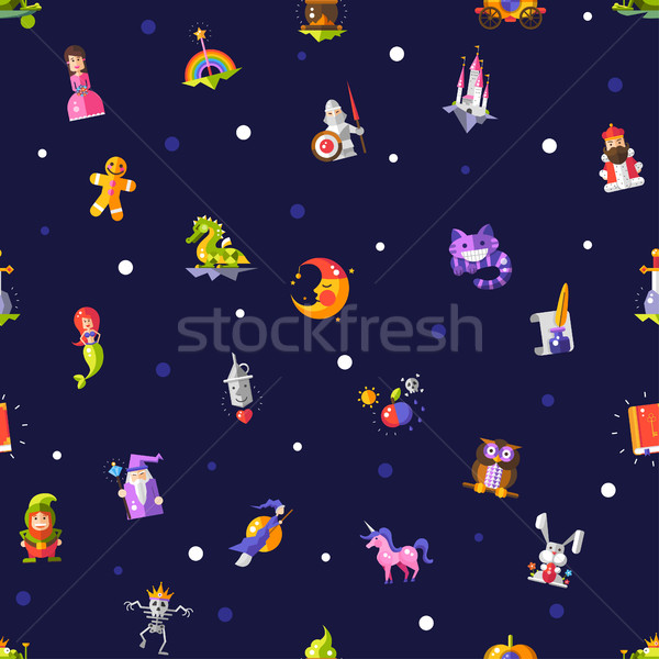Pattern of modern flat design fairy tales magic icons and elemen Stock photo © Decorwithme