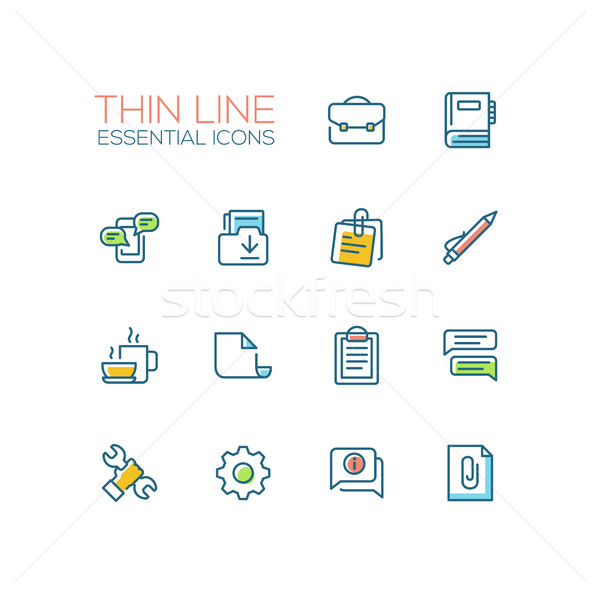 Business, Office - Thin Single Line Icons Set Stock photo © Decorwithme
