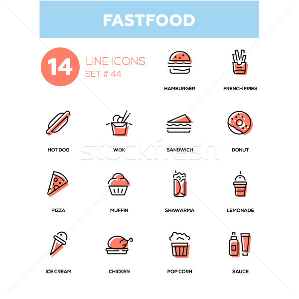 Fastfood concept - line design icons set Stock photo © Decorwithme