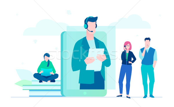 Technical support - flat design style colorful illustration Stock photo © Decorwithme