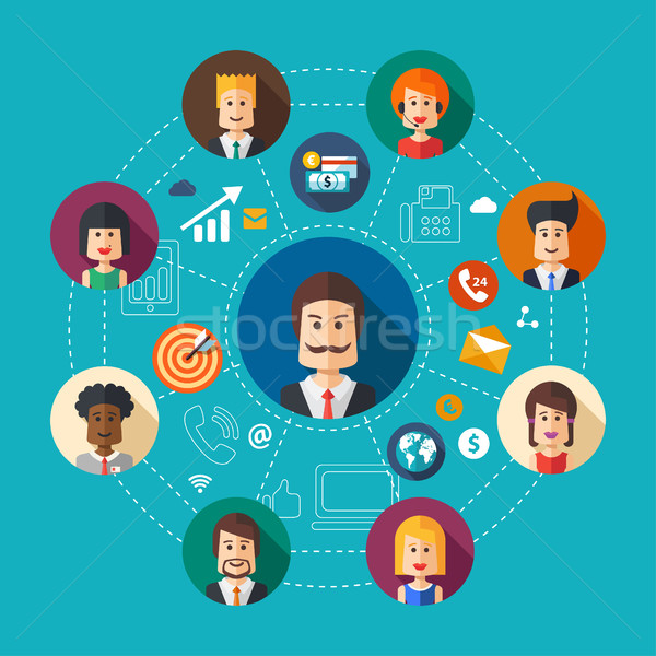 Illustration of flat design business team work composition Stock photo © Decorwithme
