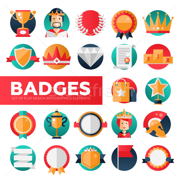 Badges, ribbons, awards icons set Stock photo © Decorwithme