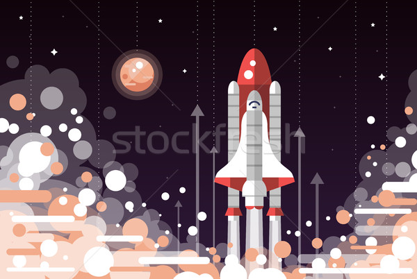 Modern flat design illustration of space shuttle launch Stock photo © Decorwithme