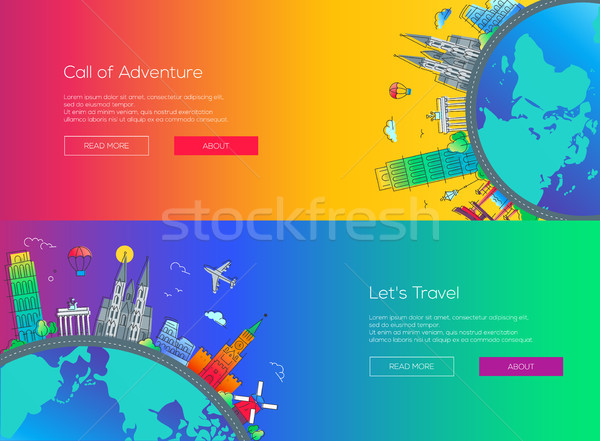 Flat design web page travel banners set Stock photo © Decorwithme