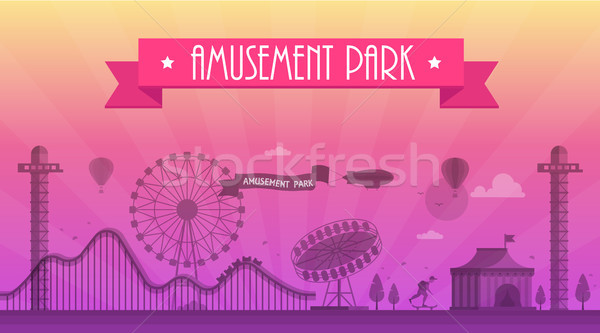 Parco di divertimenti moderno panorama silhouette testo Foto d'archivio © Decorwithme