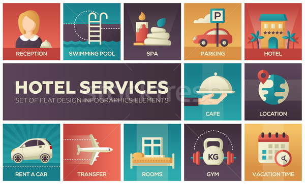 Hotel services - set of flat design infographics elements Stock photo © Decorwithme