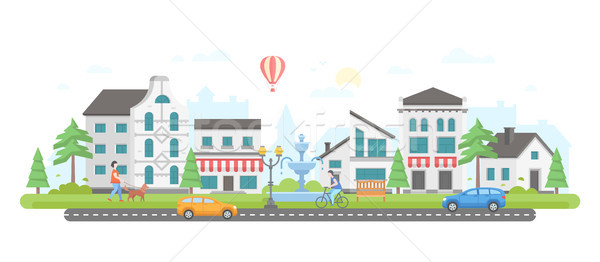 City life - modern flat design style vector illustration Stock photo © Decorwithme