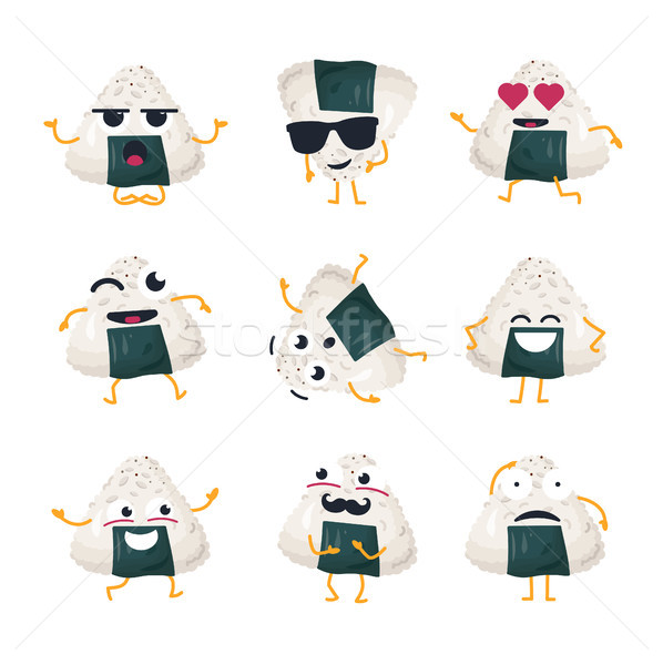 Funny roll with nori - vector isolated cartoon emoticons Stock photo © Decorwithme