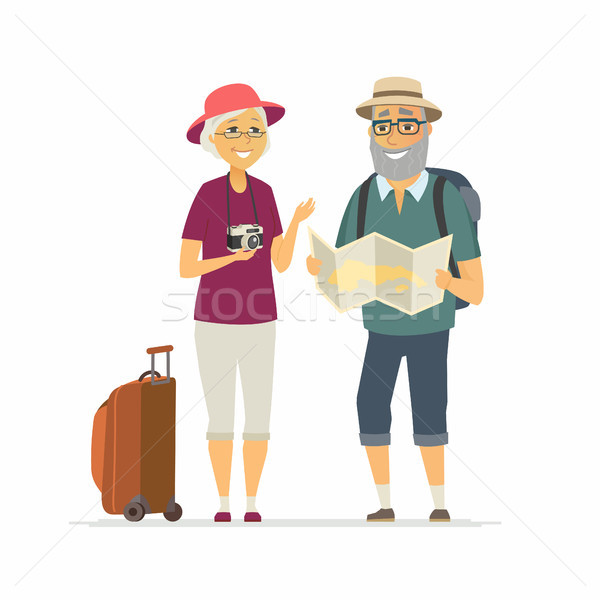 Senior tourists - cartoon people character isolated illustration Stock photo © Decorwithme