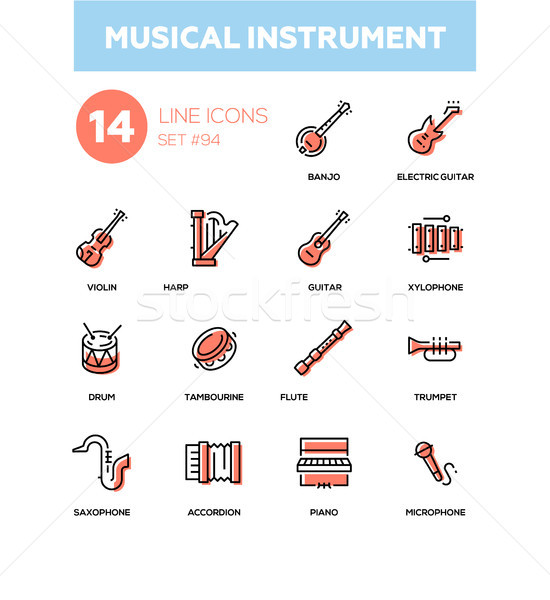 Musical instruments - modern line design icons set Stock photo © Decorwithme