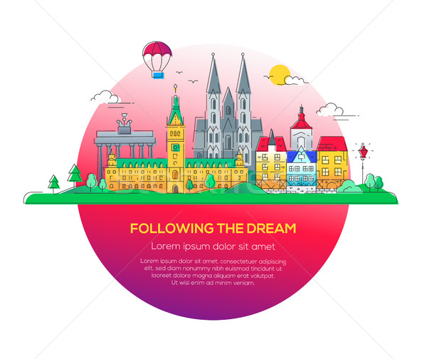 Following the dream - vector line travel illustration Stock photo © Decorwithme