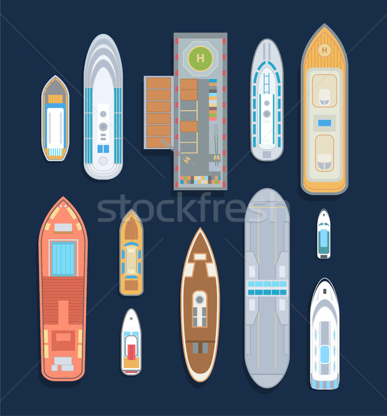 Boats - set of modern vector elements Stock photo © Decorwithme