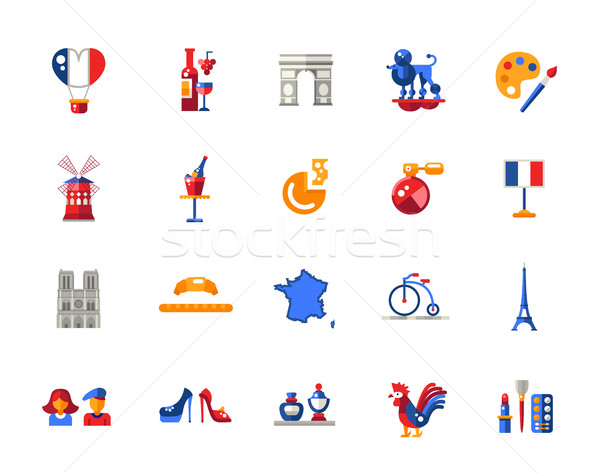 France travel icons and elements with famous French symbols  Stock photo © Decorwithme