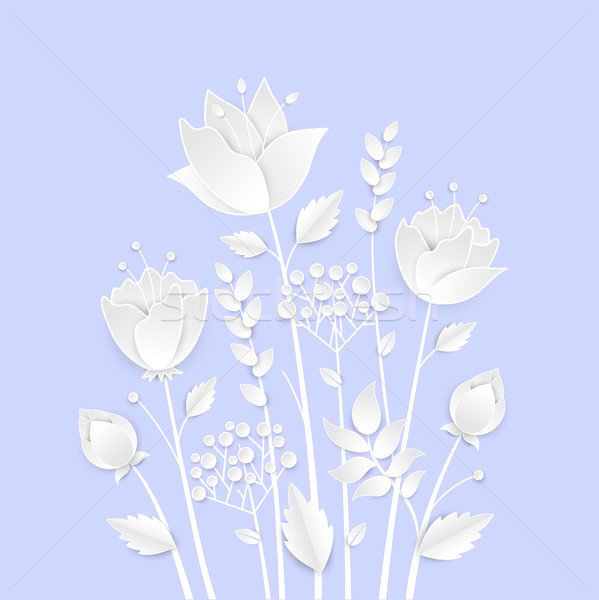 Paper cut growing flowers - modern vector colorful illustration Stock photo © Decorwithme
