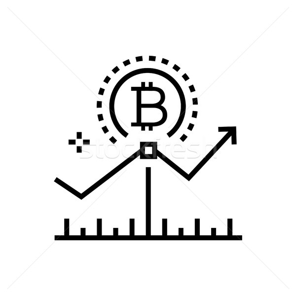 Bitcoin, growth rates - line design single isolated icon Stock photo © Decorwithme