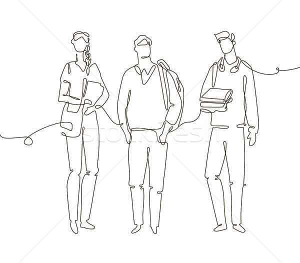 Groupmates - one line design style illustration Stock photo © Decorwithme