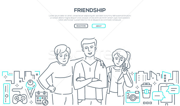 Friendship - line design style banner with place for text Stock photo © Decorwithme