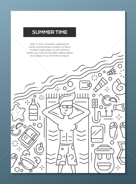 Summer Time - line design brochure poster template A4 Stock photo © Decorwithme