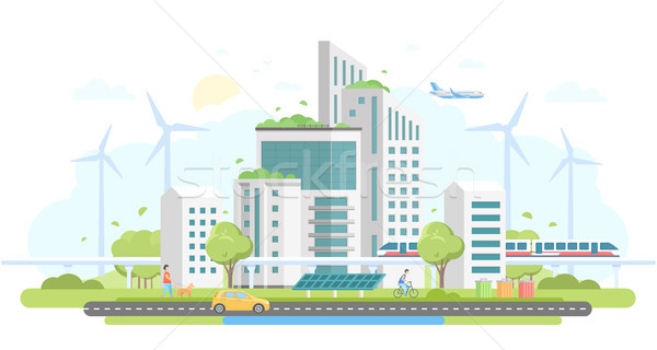 Eco-friendly housing complex - modern flat design style vector illustration Stock photo © Decorwithme