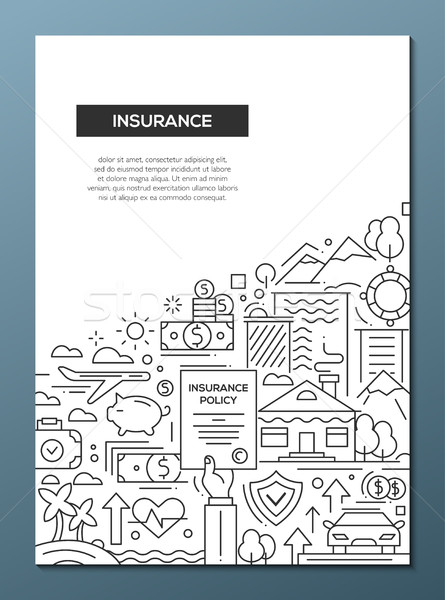 страхования линия дизайна брошюра плакат шаблон Сток-фото © Decorwithme
