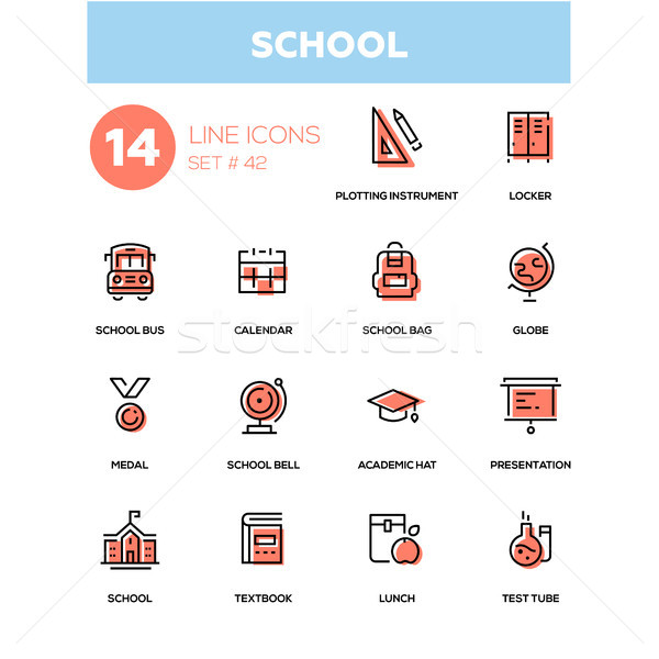 Stock photo: School concept - line design icons set