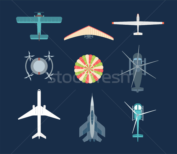 Aircraft - set of modern vector elements Stock photo © Decorwithme