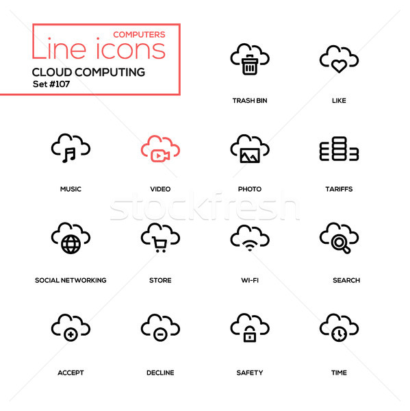 Cloud computing - modern line design icons set Stock photo © Decorwithme