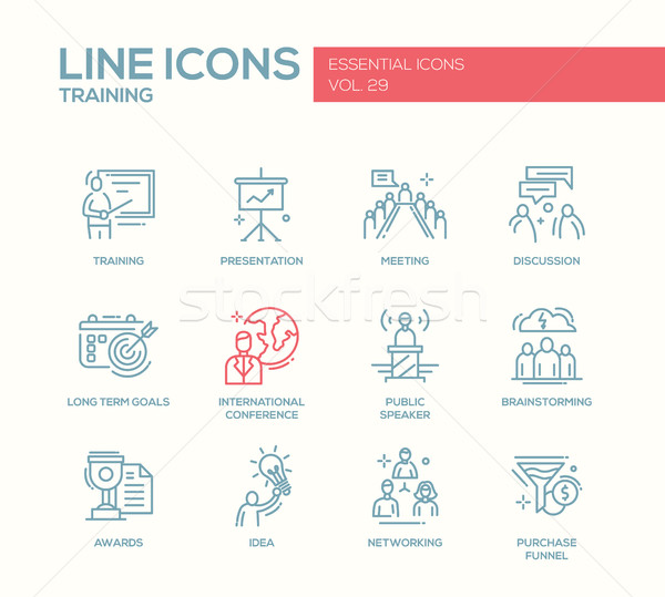 Business Training - line design icons set Stock photo © Decorwithme