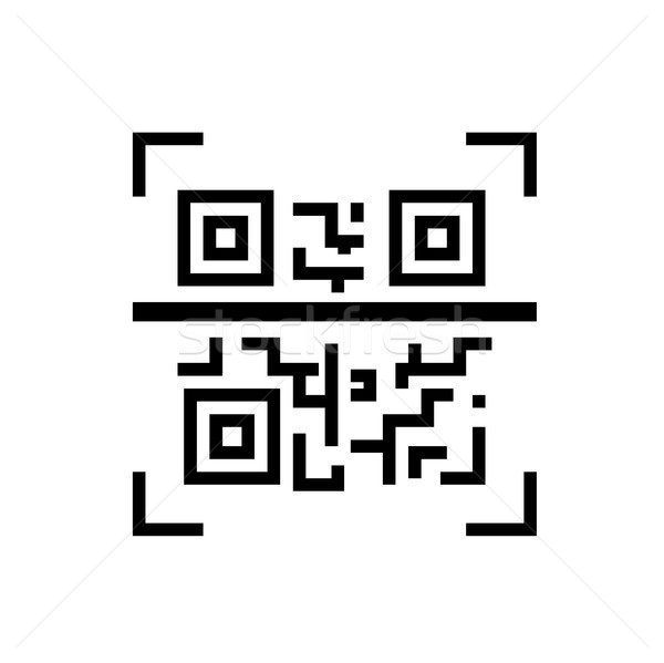 Stockfoto: Qr · code · lijn · ontwerp · geïsoleerd · icon · witte