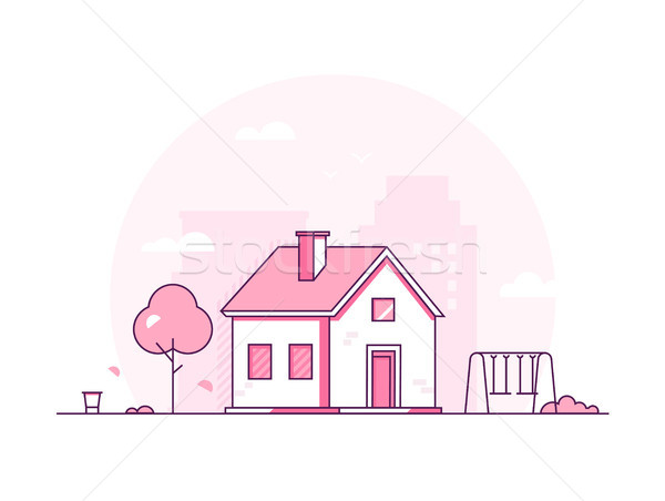 Cottage - modern thin line design style vector illustration Stock photo © Decorwithme