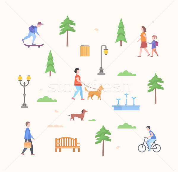 City park constructor - set of modern flat design style elements Stock photo © Decorwithme