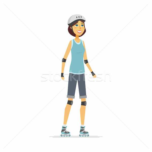 Girl on roller skates - cartoon people character isolated illustration Stock photo © Decorwithme