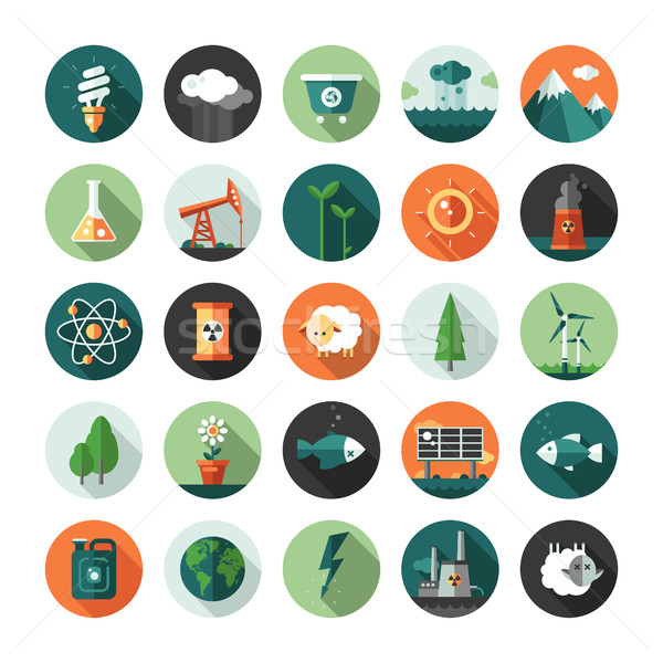 Stock fotó: Modern · terv · ökológiai · ikonok · infografika · elemek