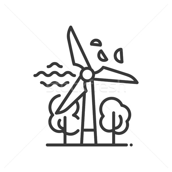 Windmill - modern vector single line icon Stock photo © Decorwithme