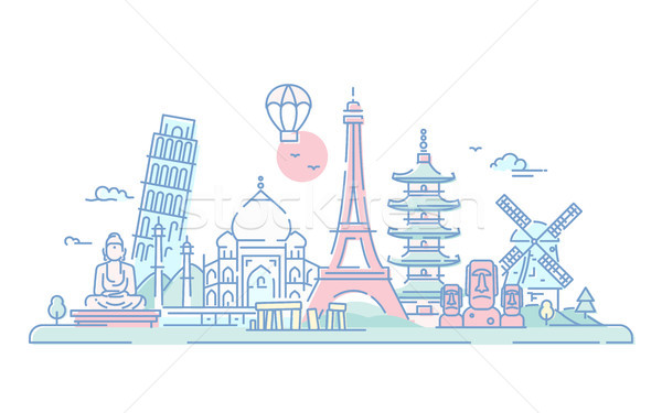 Pays vecteur ligne Voyage illustration modernes [[stock_photo]] © Decorwithme