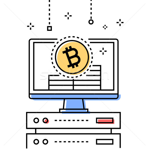 Cryptocurrency - colorful line design style conceptual illustration Stock photo © Decorwithme