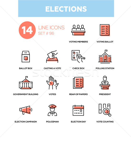 Elections - modern line design icons set Stock photo © Decorwithme