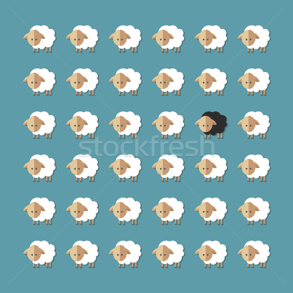 Modern flat design conceptual illustration with sheeps Stock photo © Decorwithme
